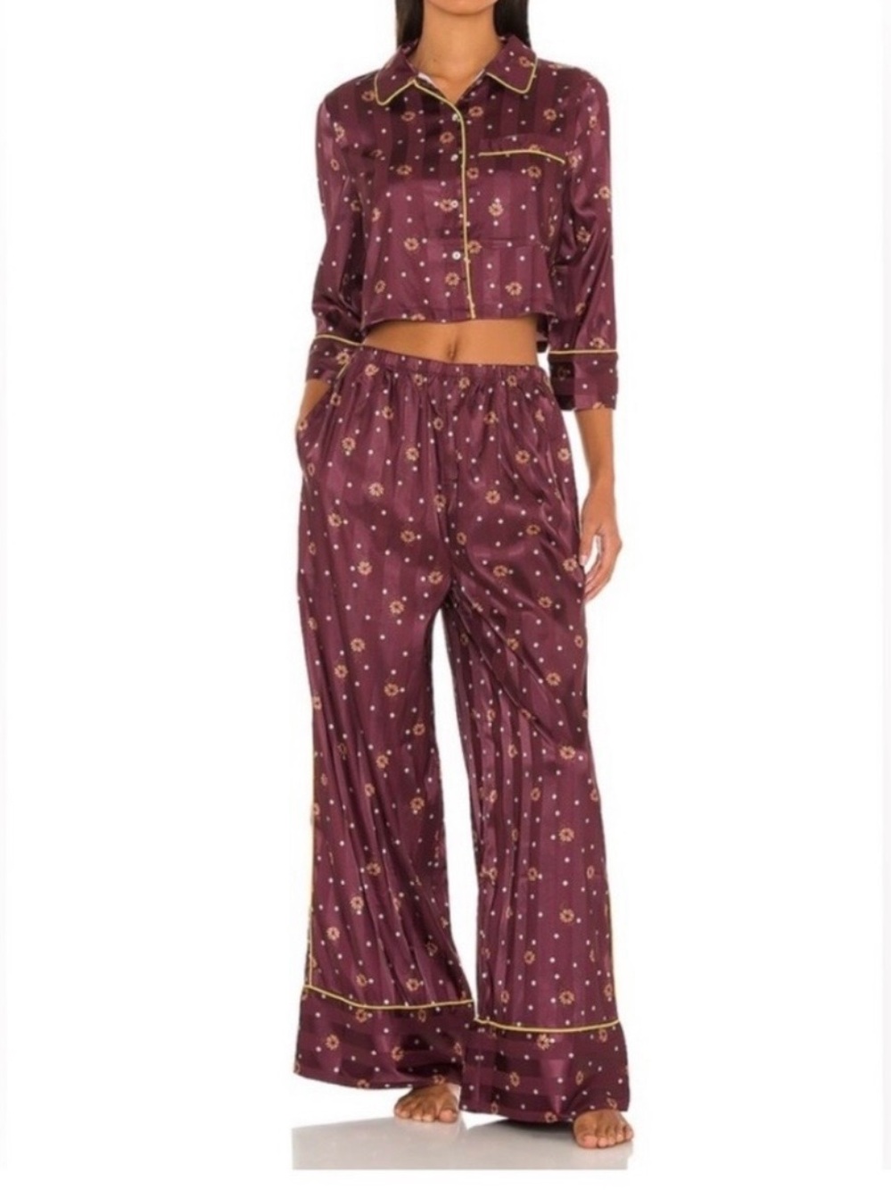 Free People Burgundy Floral Pajama BOTTOM ONLY!!!